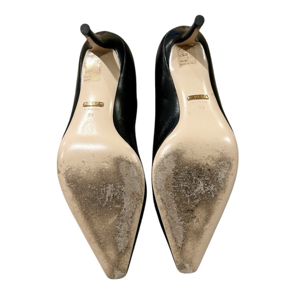 GUCCI GG Malaga Kid Zumi Logo Leather Pump Heel EU 39 US 9 Interlocking - Picture 11 of 12